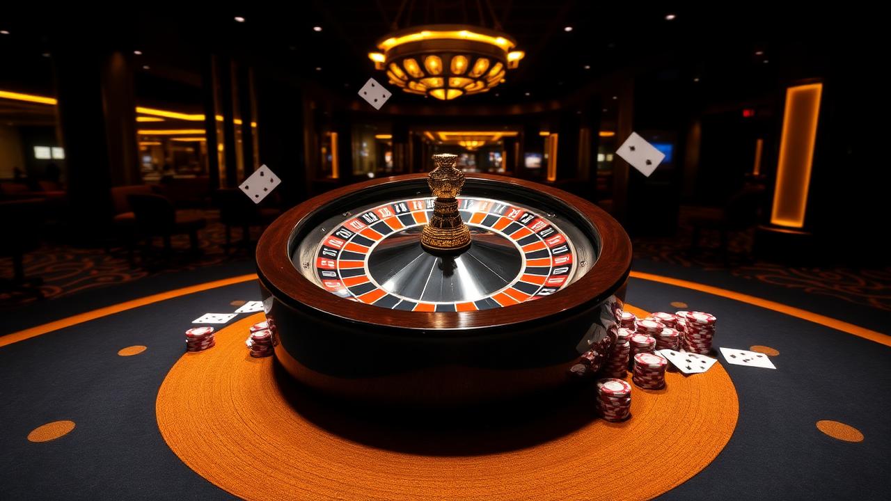 Speelkaarten en fiches op een groene casinotafel