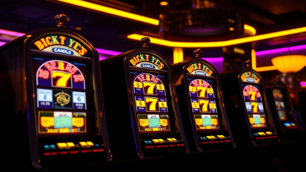 Kleurrijke slotmachines in een casino
